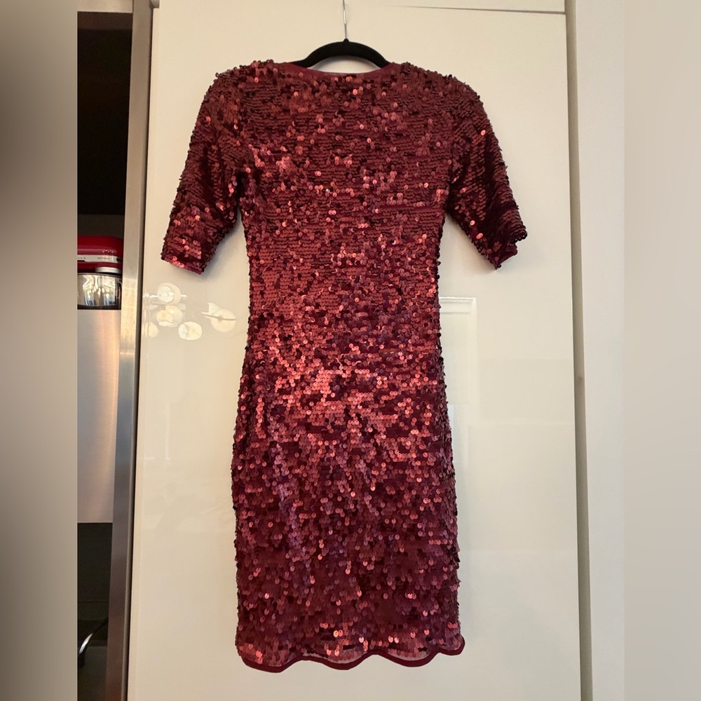 BCBGMaxAzria Burgundy Sequin Mini Dress